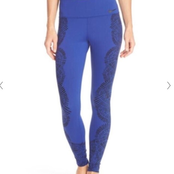 Women's Nike Power Legendary Tidal Printed Training Capri XS Blue Black Running‌ - Picture 1 of 6